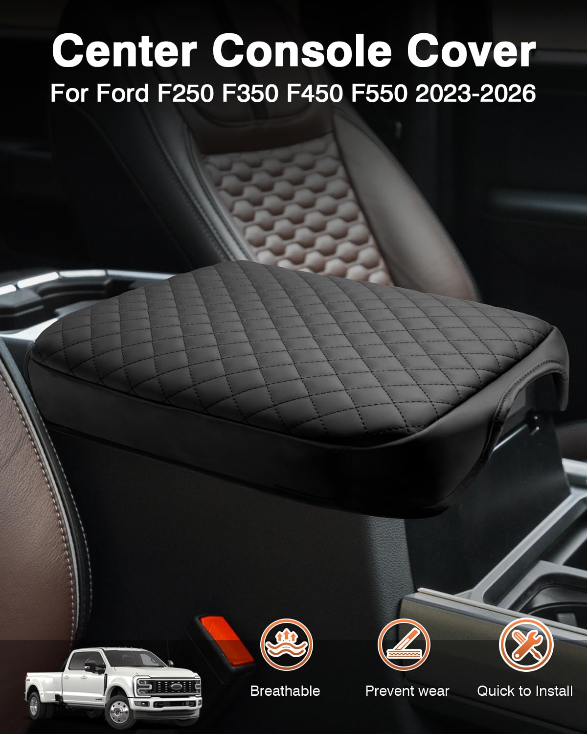 Center Console Cover for Ford F250 F350 F450 F550 Super Duty 2023 (For Ford F250 F350 F450 F550)