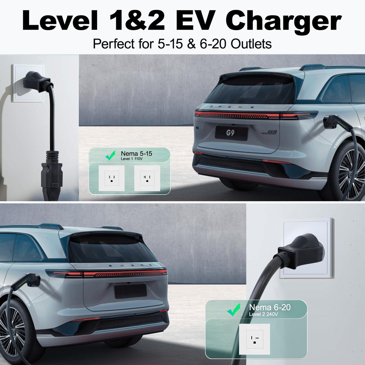 Level 1 2 EV Charger 16Amp (28FT / 16A-J1772)