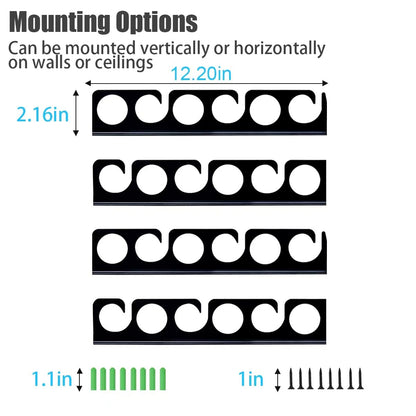 Fishing Rod Rack Pole Wall or Ceiling Storage Holder Hook Keeper Display Hanger Organizer Mount for Garage (Store 12 Rods)