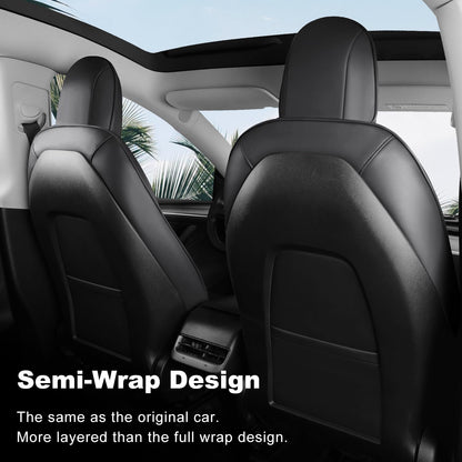 Tesla Model Y Car Seat Covers Nappa Leather Car Interior Seat Airbag Compatible Cushion Cover Full Set Custom Fit 2024 2023 2022 2021 2020 (Model Y Full Sets / Nappa Black)