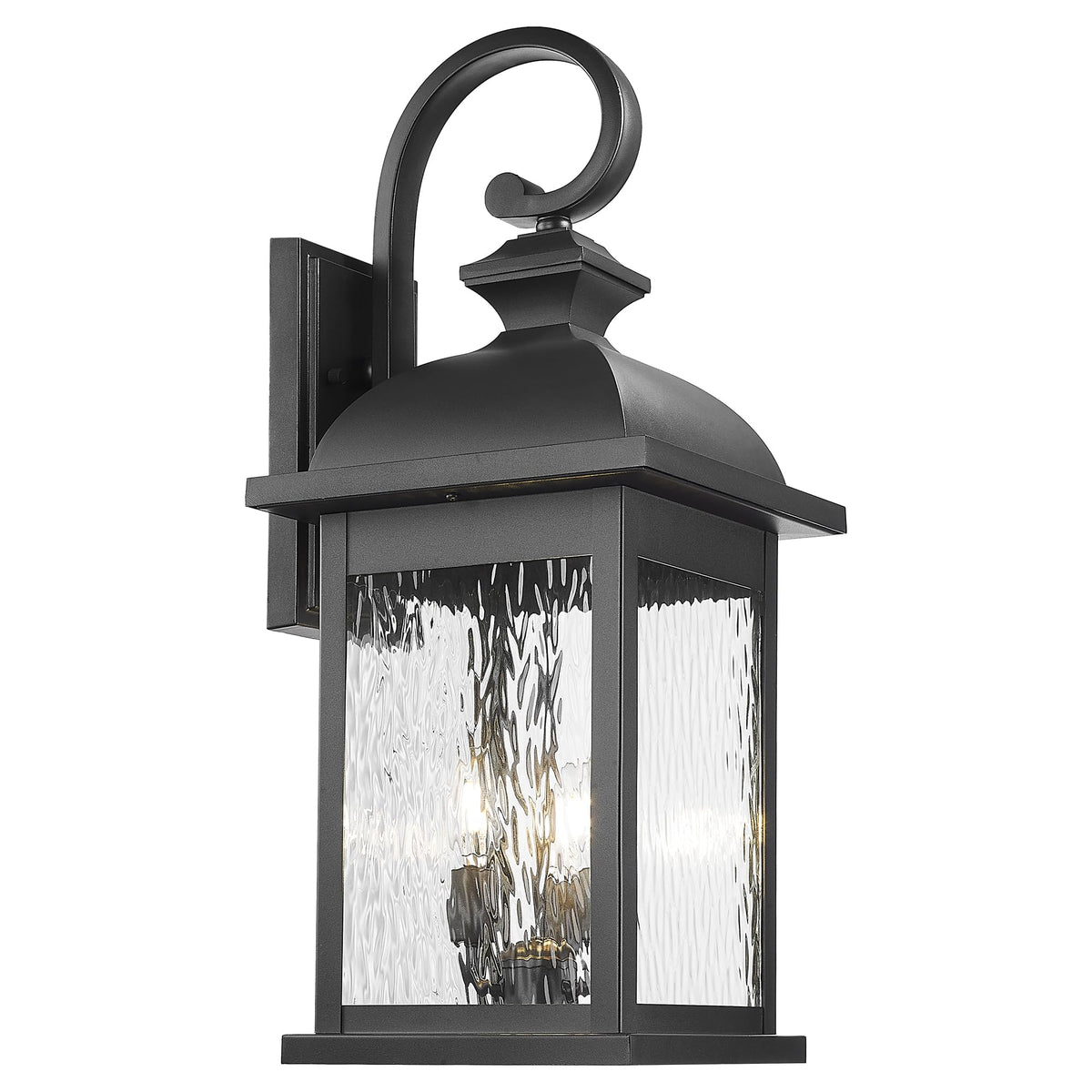 26" Outdoor Wall Light (Matte Black, Water Ripple Glass / 26", Single Unit)