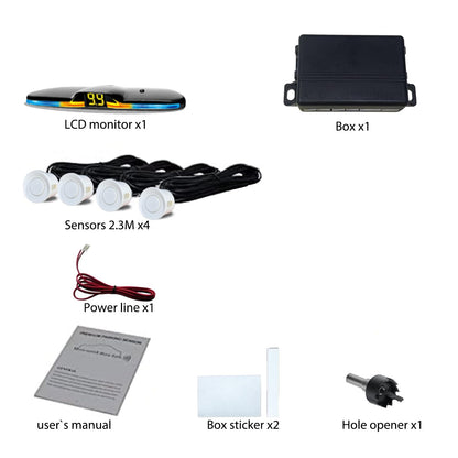 Parking Sensor kit New Feature Rear with Selectable Distance in Feet (Light Grey)