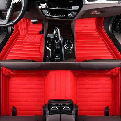 Customized Leather car Floor mats Suitable for 99% of car Models All (Red stripe 2)