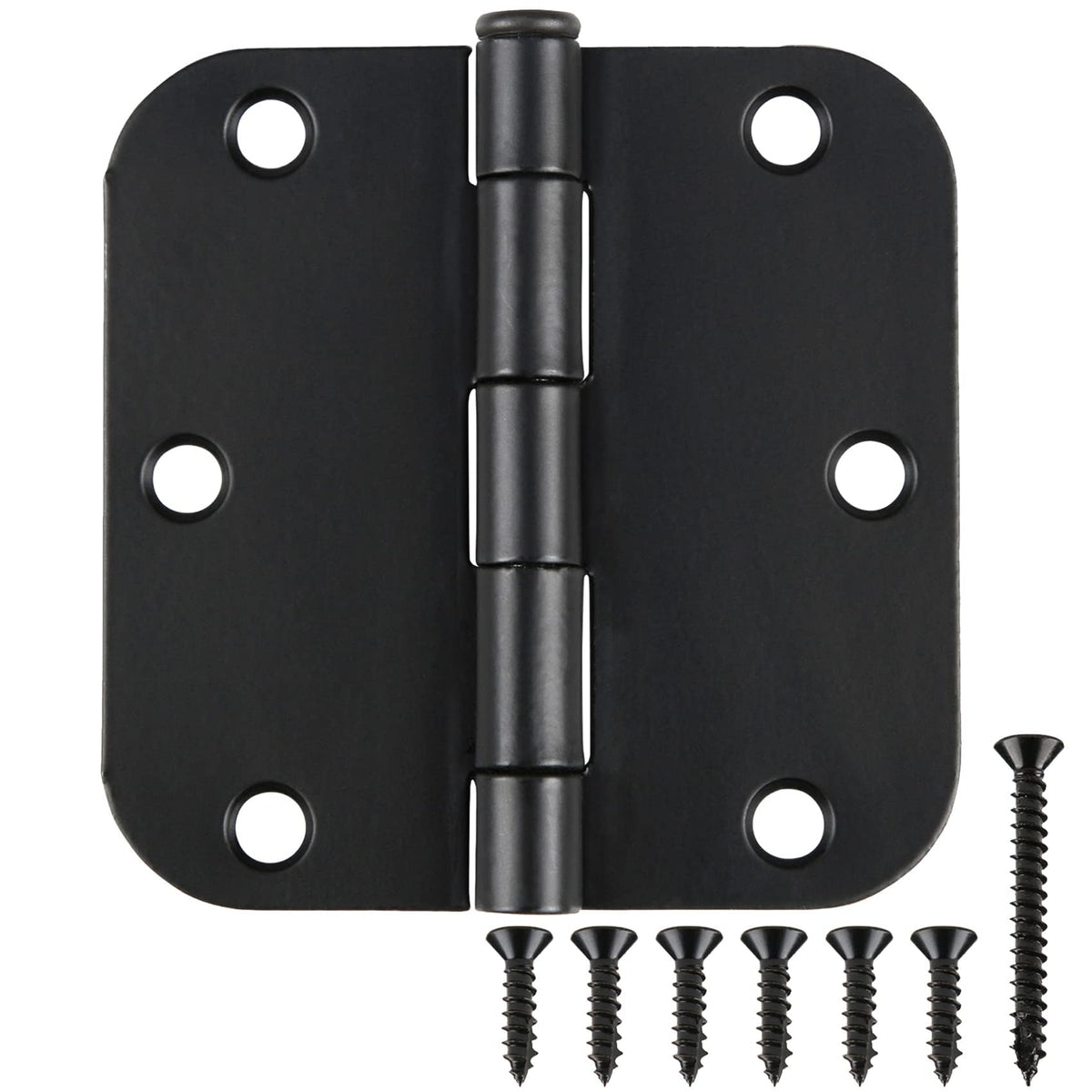 3 1 2" Matte Black Door Hinges 3.5" Rounded Flat 5 (Matte Black / 42 Pack)