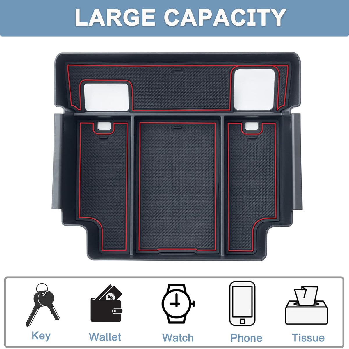Full Center Console Organizer for Chevy Silverado (22-26 1500 Refreshed & 24-26 2500HD/3500HD Red)