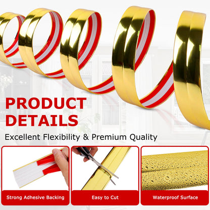 Wall Corner Protector Peel and Stick Corner Trim Molding (2.4 In x 20 Ft / Gold)