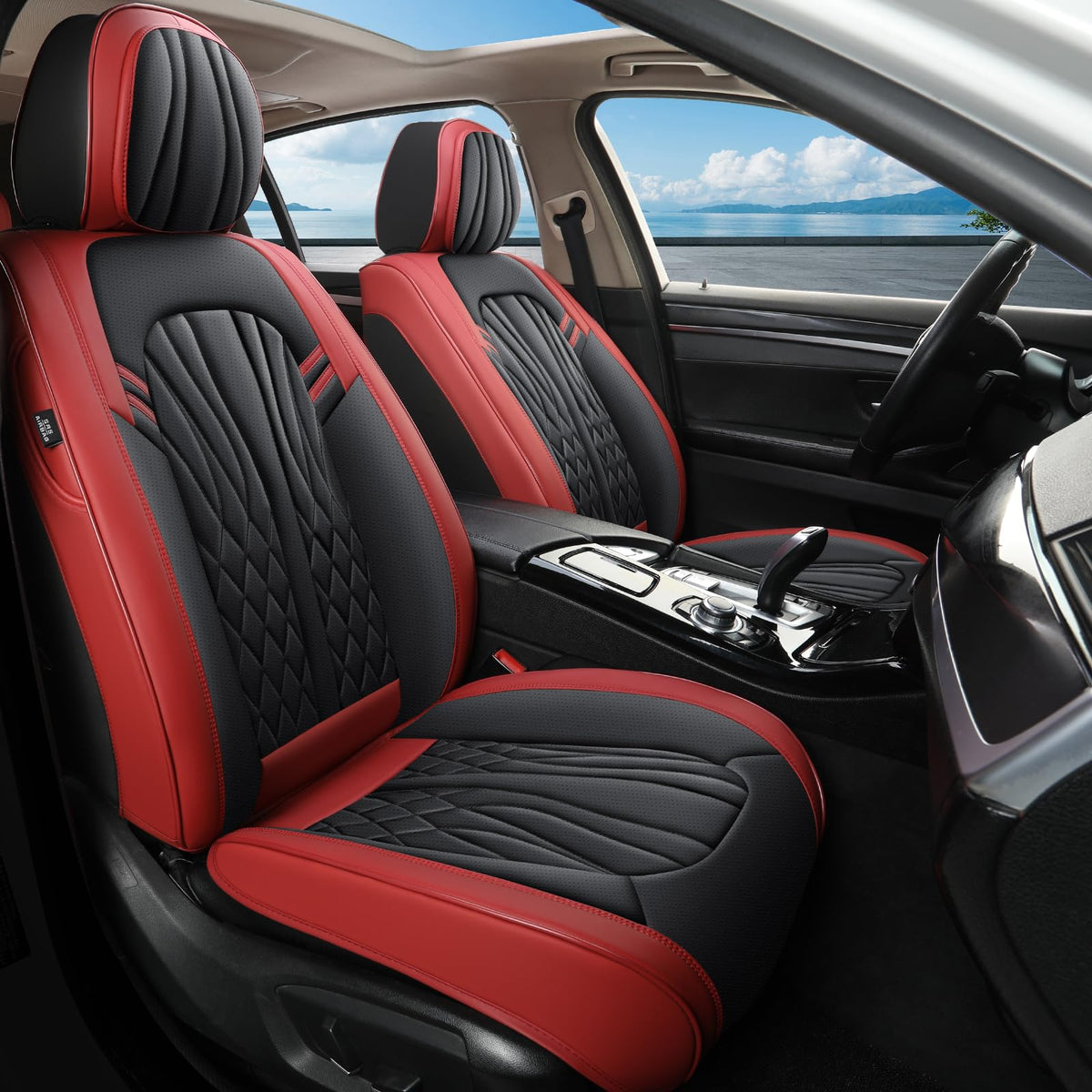 Leather Car Seat Covers (Red 1/Full Set)