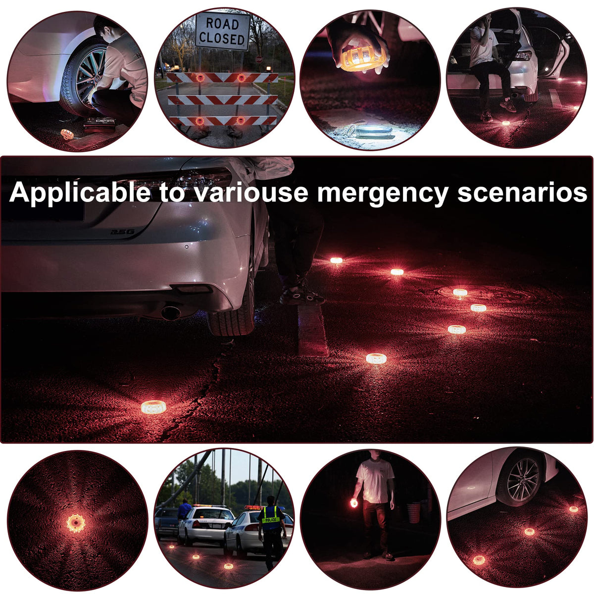 12 Pack LED Road Flares (12pack rechargeable)