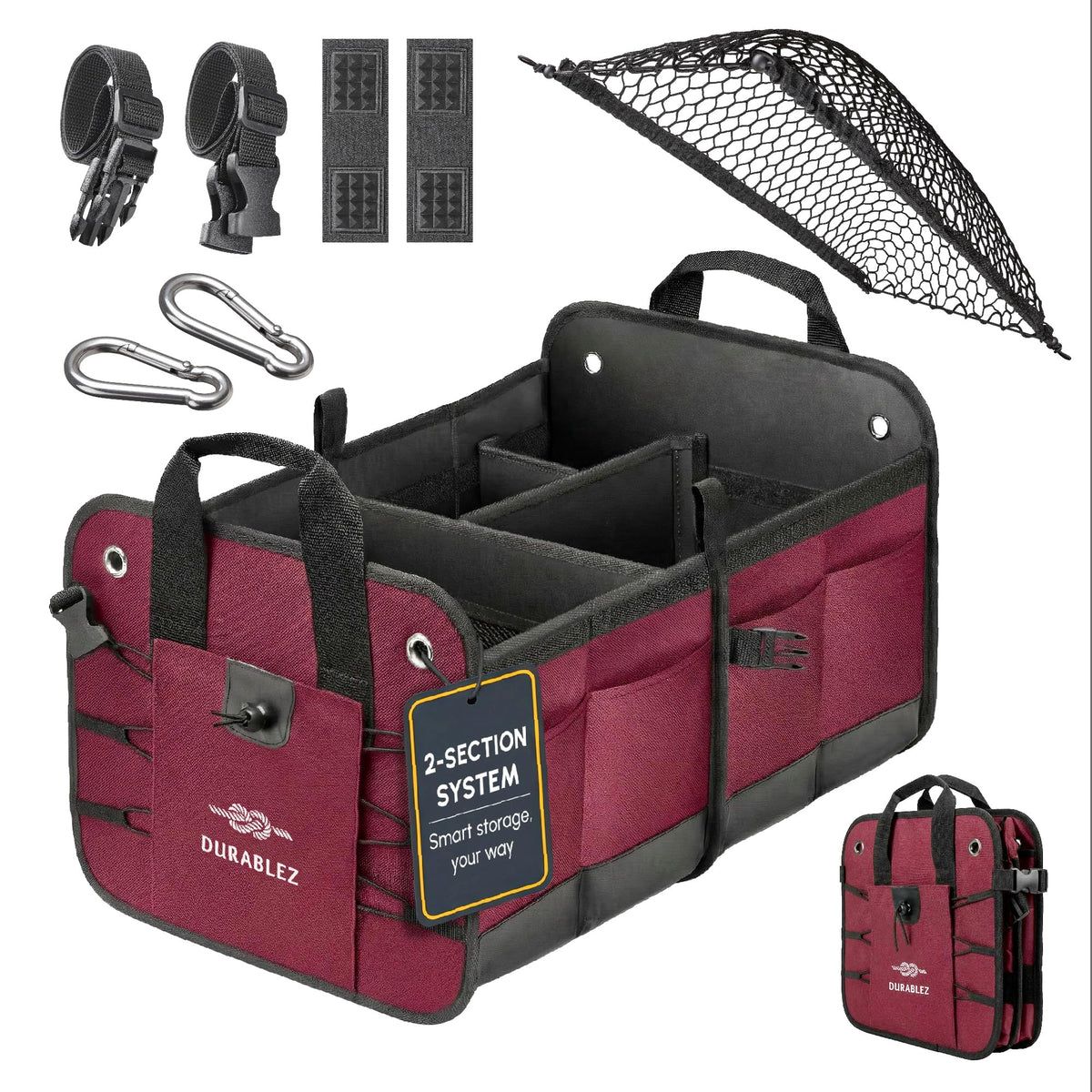 Car Trunk Organizer (2-section large / cherry)
