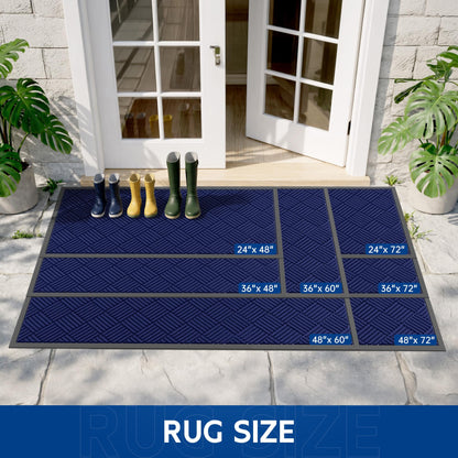 Durable Indoor Outdoor Door Mat (2' x 6' (Rectangular) / Blue-diamond)