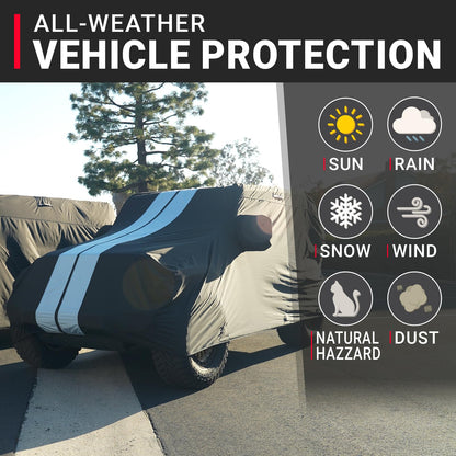 Car Cover Waterproof All Weather for 1995 (Black / Gray (Stripe) / 68. Explorer 4-Door 1995-2010)