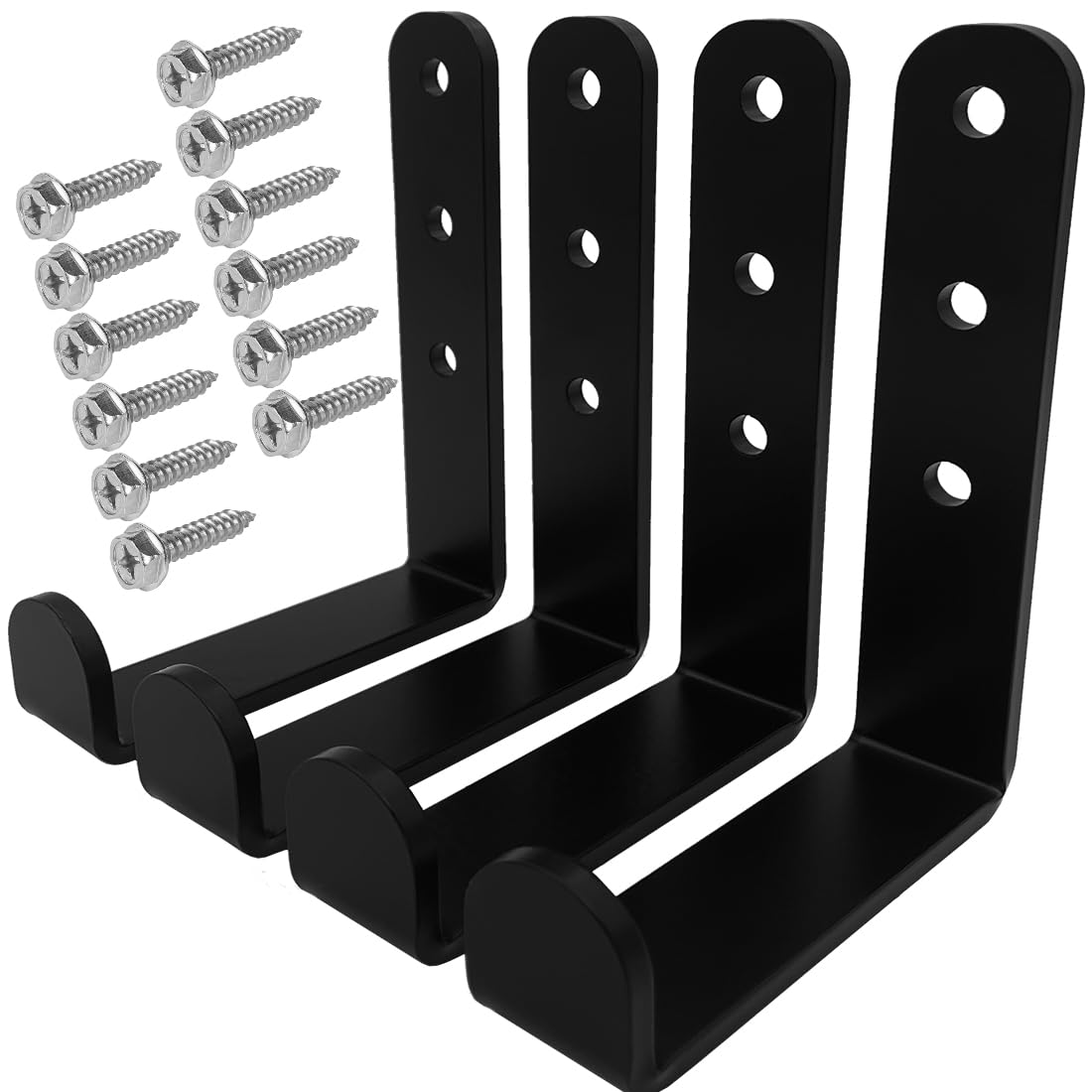 4 Pcs Black Heavy Duty Metal j Hooks for Hanging 280 lbs (X-Large)