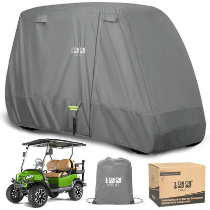 650D Golf Cart Cover for 2 (Grey / L-For 2/2+2/4 Passengers Cart)
