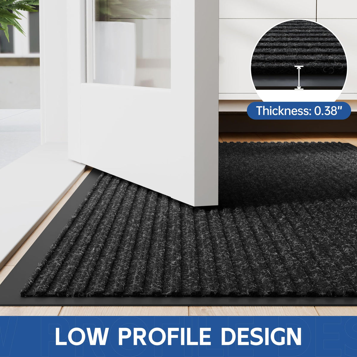 Front Door Mat (2' x 6' (Rectangular) / Black-stripe)