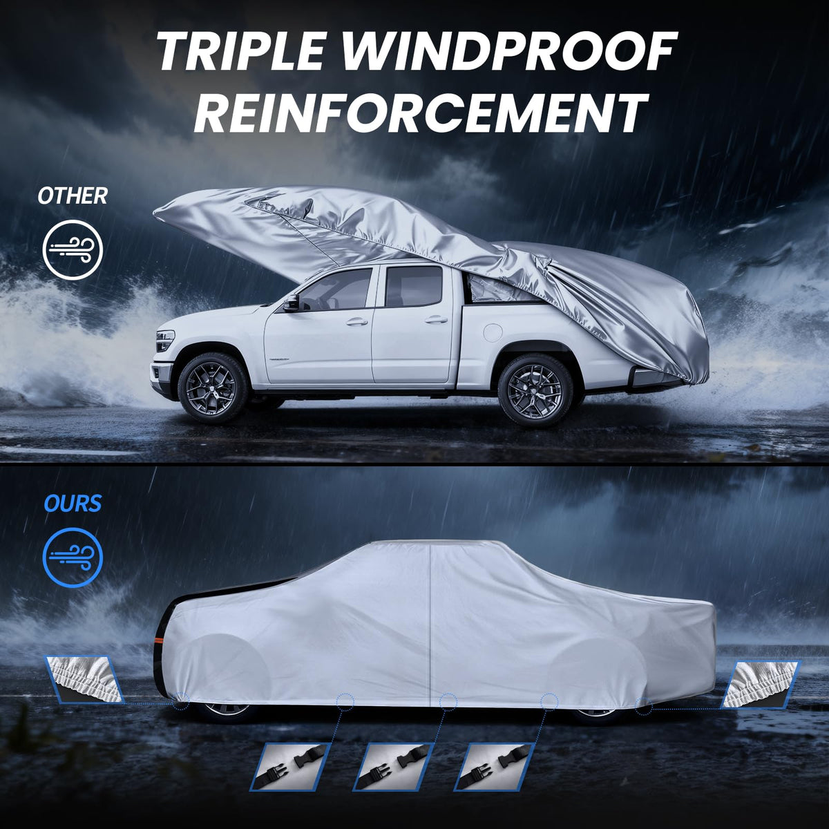 Multi Layer Hyundai Santa Cruz Truck Cover (White Truck Cover / W.Fit Hyundai Santa Cruz Crew Cab SB)