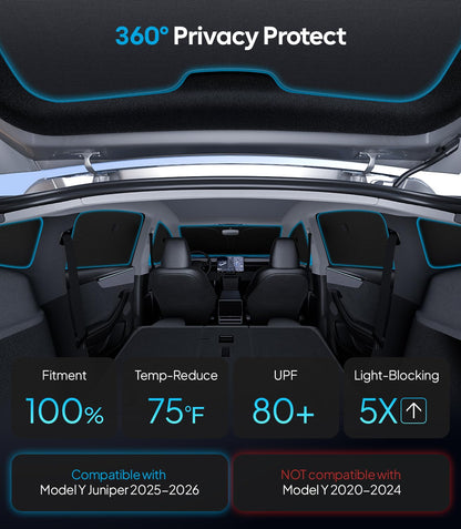 2026 8PC Full Set Window Sunshade for Tesla Model Y Juniper 2025 (8PCS for Model Y Juniper)