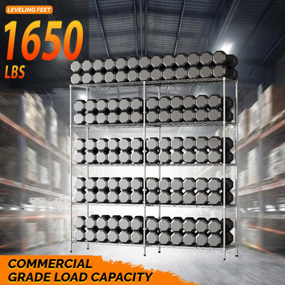 70" W Storage Shelves 1600LBS Heavy Duty Metal Shelving (Chrome / 69.8"W × 15.8"D × 71"H)