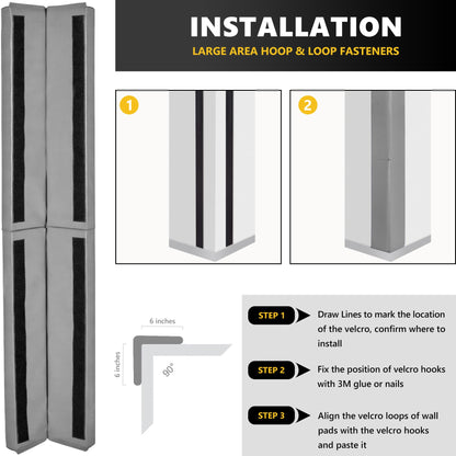 Wall Corner Guards & Edge Protector (5FT TALL 6in SIDES / Gray)