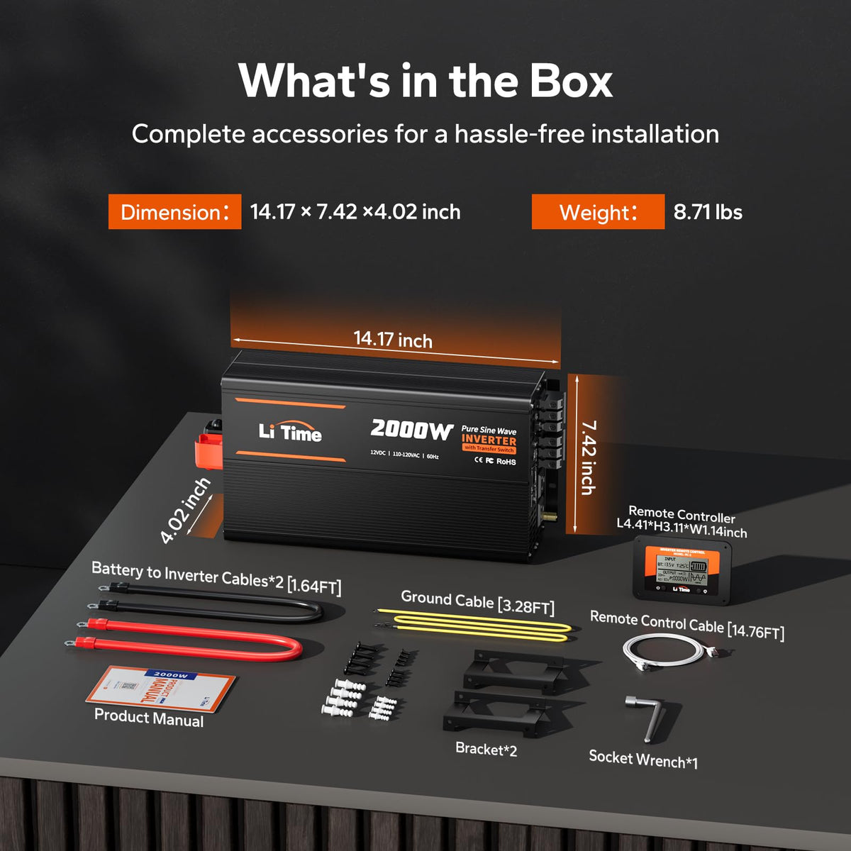 2000W Power Inverter with ATS Transfer Switch (12V 2000W Inverter (Built-in ATS))