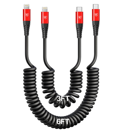USB Type C to Lightning Cable [3FT (3FT+6FT / Usb C to Lightning / Red)
