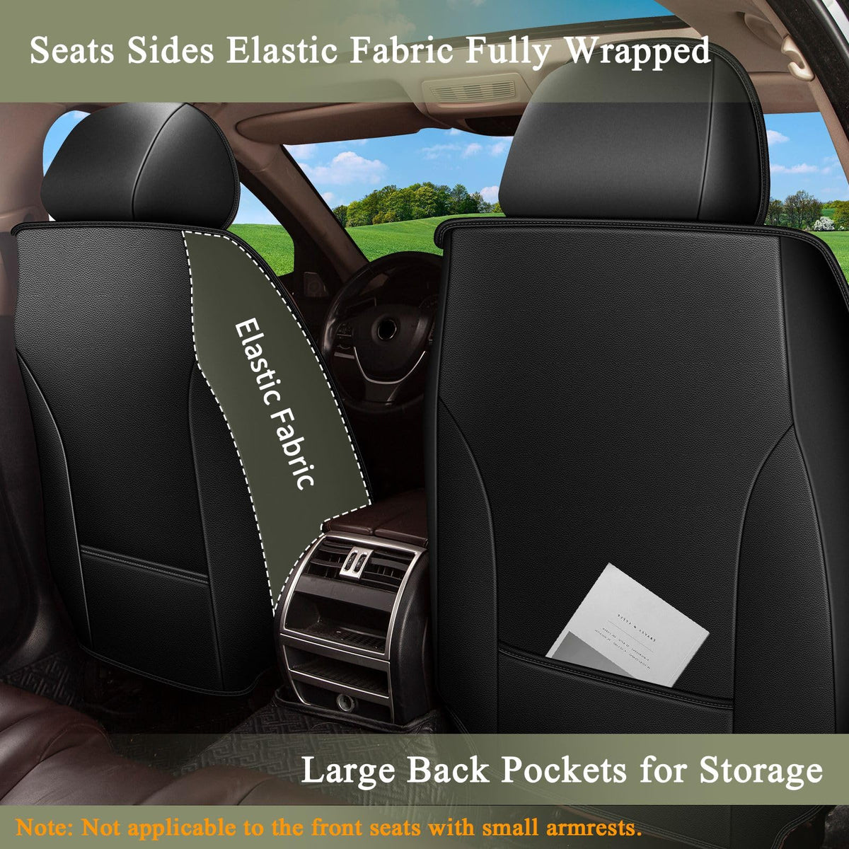 Leather Front Set for Honda Accord Seat Covers 2003 (099 Black / 3-Accord-2 front seat covers only)