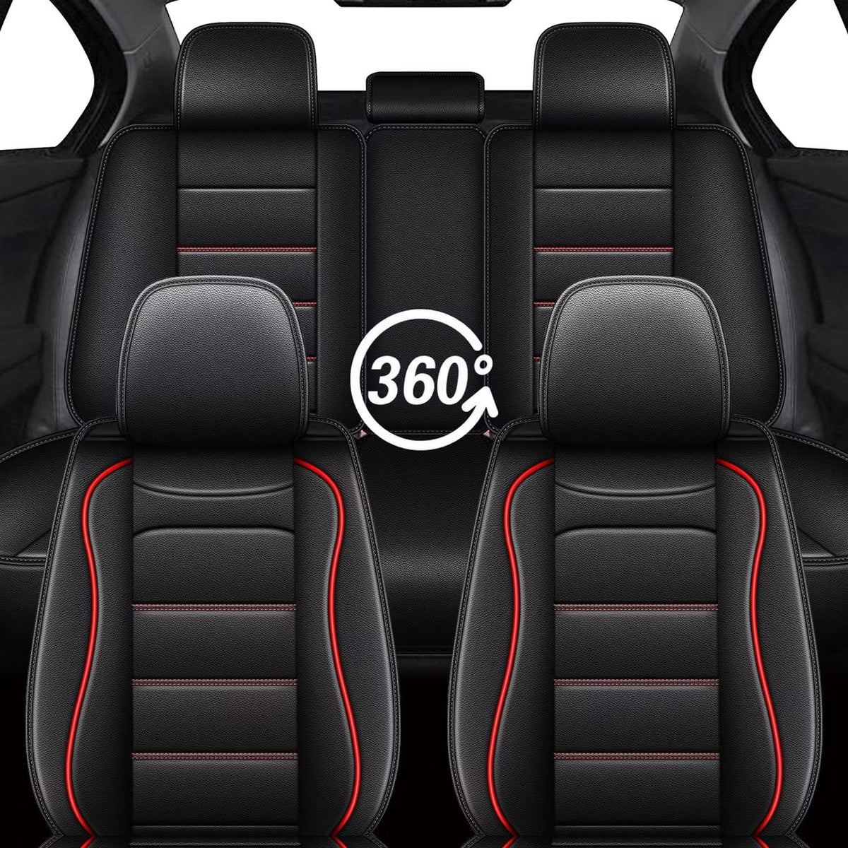 for Chevy Chevrelet Trax Seat Covers 2024 2025 2026 2027 Full Set Luxury Leather Automotive Seat Covers (#017 Black&Redline / 3.Trax-5 Seat Covers Full Set)