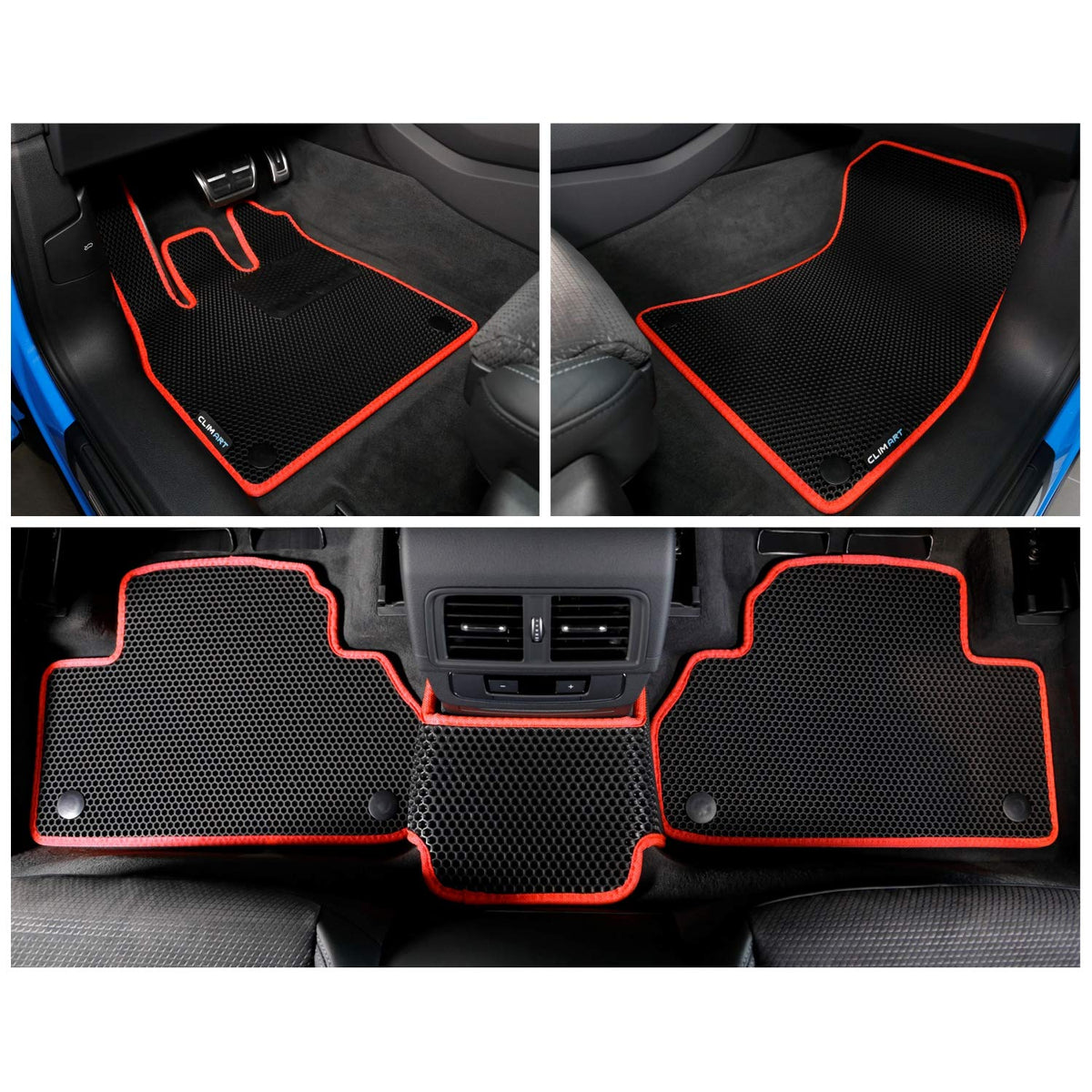 All Weather Car Floor Mats Compatible with Audi Q5 2018 (Black-Red / For Q5 18-25)