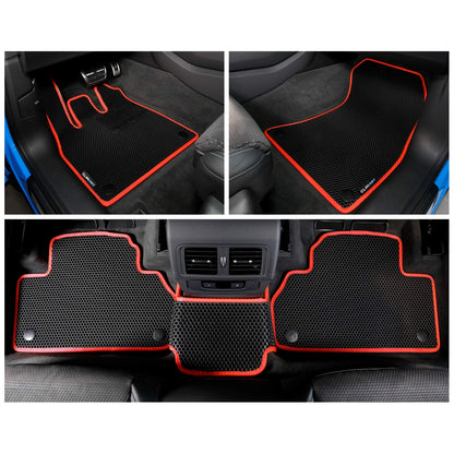 All Weather Car Floor Mats Compatible with Audi Q5 2018 (Black-Red / For Q5 18-25)