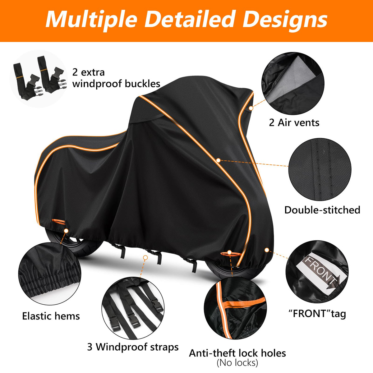420D & Cotton Lining Waterproof Motorcycle Cover for Honda Africa Twin (Black / for Honda Africa Twin)