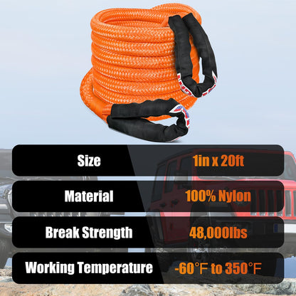 1in x 20ft Kinetic Recovery Rope (1Pc 1in x 20ft Kinetic Recovery Rope)