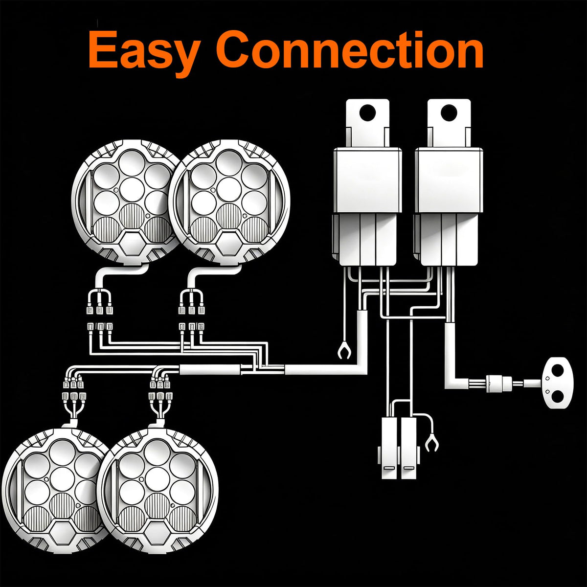 4PCS 7 Inch White Round Side Shooter Offroad Fog Lights Amber DRL 90W 3 Modes 270° Wide Range Super Bright LED Pods Light Kit with Wiring Harness for Pickup Truck ATV UTV SUV (4 White with Wiring(Upgraded thicker bracket) / 7inch)