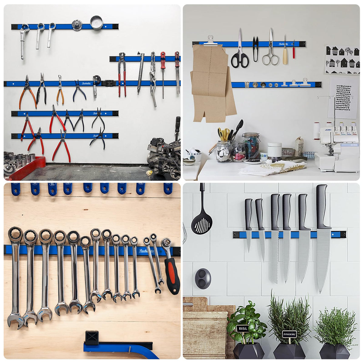 6 Pieces 18" Magnetic Tool Holder Strip (Blue 6PC / 18")