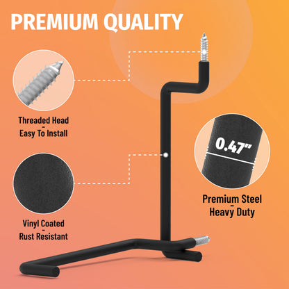 4 Pack 8.46 Inch Screw in Ladder Hooks for Garage Wall (8.46'' (Width:2''))