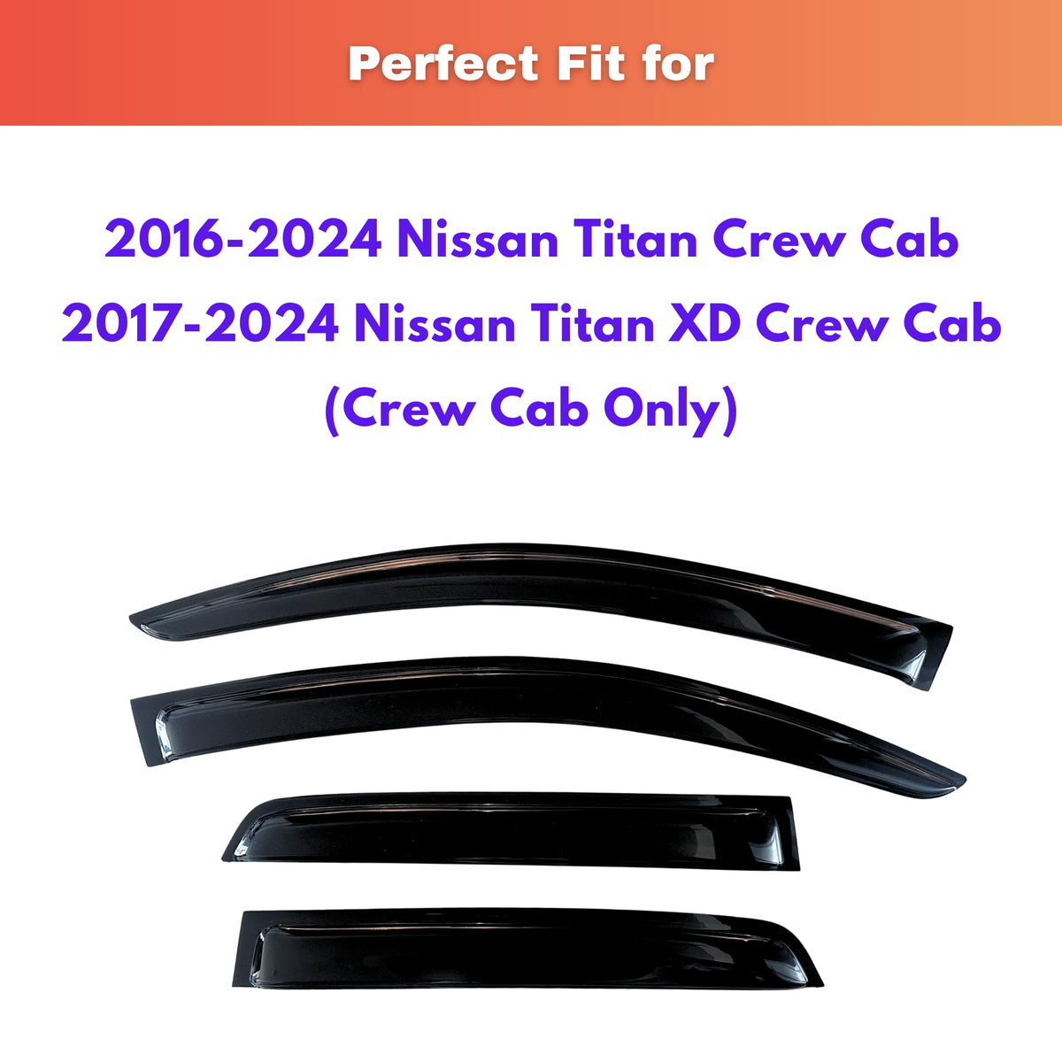 Rain Guards Window Visors for 2016 (2016-2024 Titan Crew Cab)