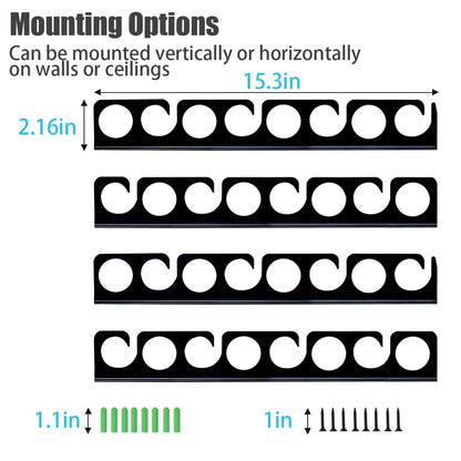 Wall or Ceiling Fishing Rod Storage Rack Vertical Horizontal Holder with 16 Capacity Fishing Rods Reels Mounted Roof Carrier Hooks Hanger for Garage Cabin and Basement Gear Accessories (Store 16 Rods)