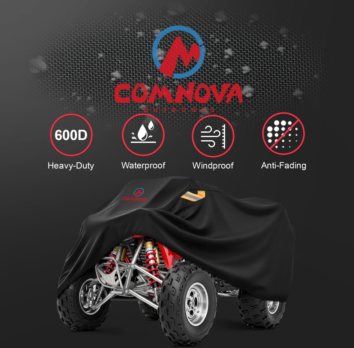Comnova ATV Cover for 4 Wheelers (Black / 84 Inch)