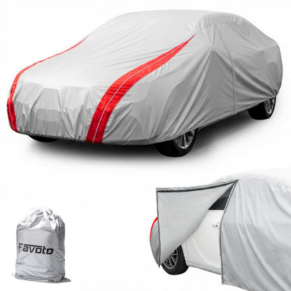Waterproof Car Cover Compatible with Honda Civic (Sliver＆Red / Custom Fit Honda Civic)