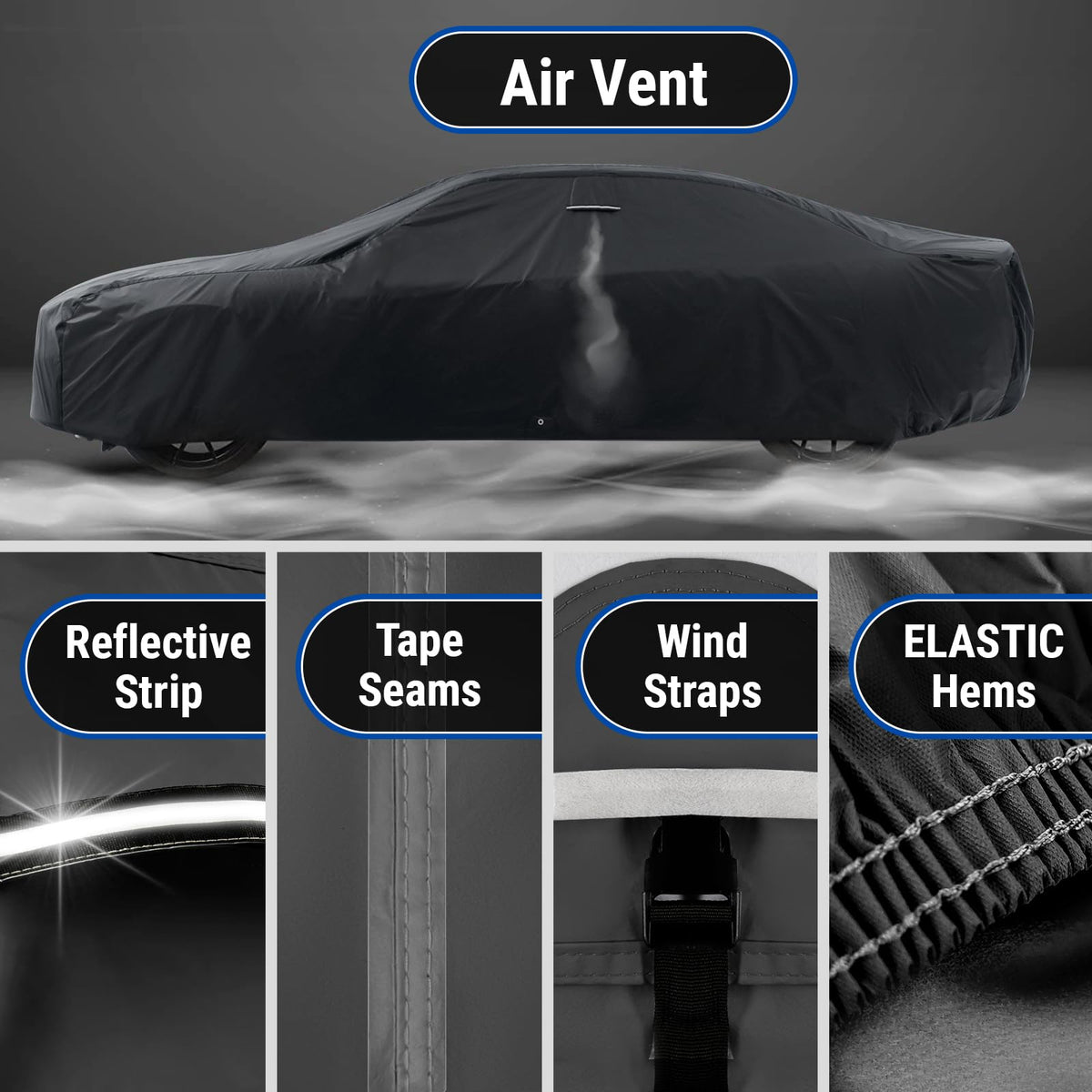 Car Cover Waterproof All Weather for 1962 (Black / Red (Stripe) / 1. Capri 1962-1986)