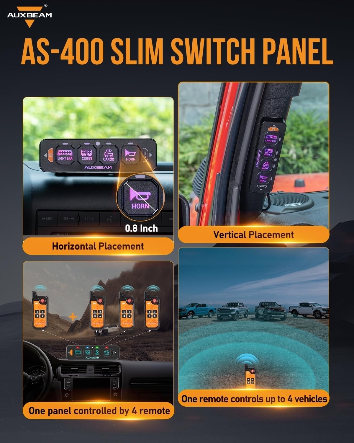 AS 400 Slim 4 Gang Switch Panel with Bluetooth APP &Wireless Remote (AS-400 Slim 4 Gang)