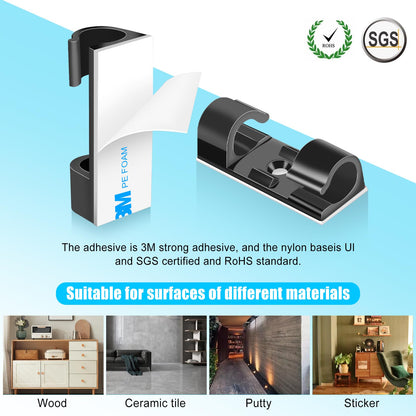 35pcs Large Self Adhesive Cable Clips Black (Large / Black)