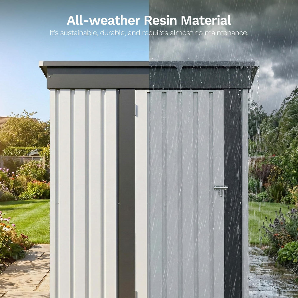 5x3 FT Outdoor Storage Shed with Floor Frame (White / 5x3 FT)