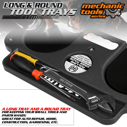 Rolling Knee Creeper Durable Knee Pads with Full 360 Degree Turn Casters and Tool Tray (Black)