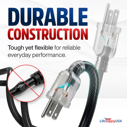 100ft Heavy Duty Outdoor Extension Cord (100 FT / 10AWG / Black)
