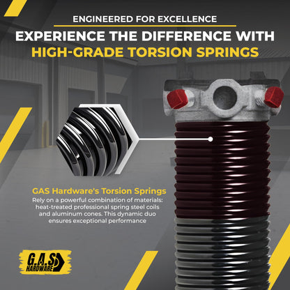 Garage Door Torsion Spring 234x2x27 Torsion Springs for Left Side of Garage Door with 1" Steel Bearing (234x2x27 / Red Cone (Left Side))
