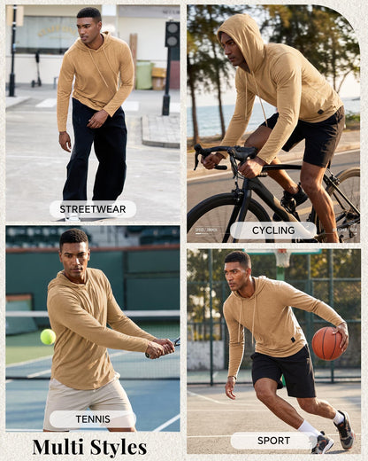 Mens Fashion Athletic Hoodies Sport Sweatshirt Solid Color Fleece Pullover Khaki 3XL (3X-Large / Khaki)