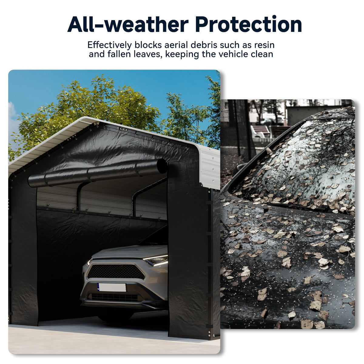 12x20 FT Heavy Duty Metal Carport with Removable Sidewall (Cream White / 12x20ft With Sidewalls)