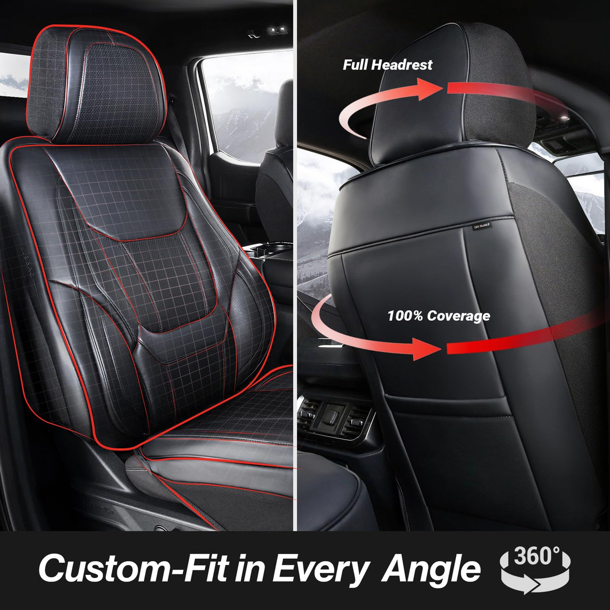 Premium Custom Fit Truck Car Seat Covers Front Seats Waterproof (A20 (See Vehicle Size Chart) / Front - Black)