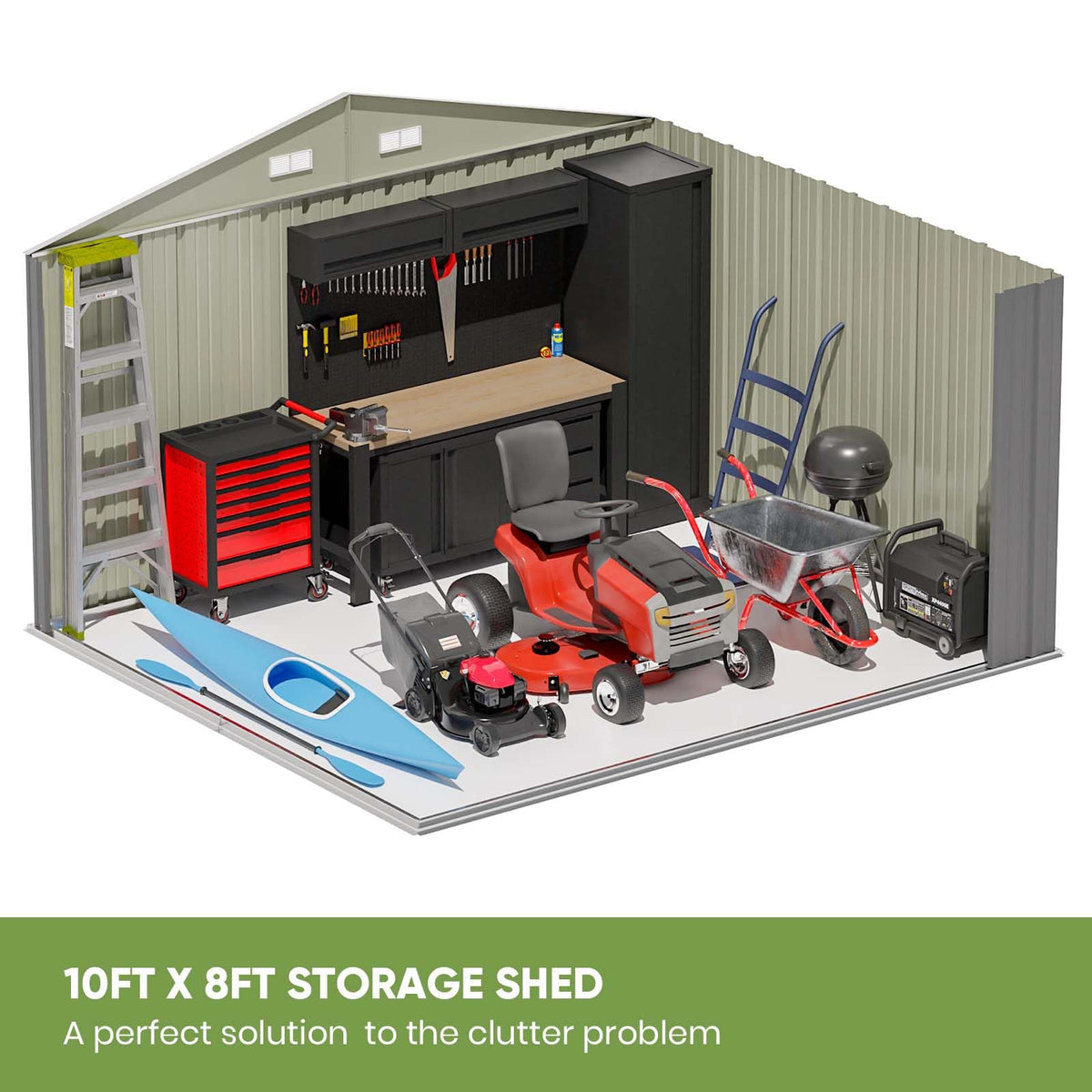 Outdoor Storage Shed (Gray / 10x8 FT)