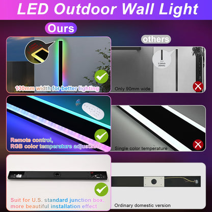 Modern RGB Long Outdoor Wall Lights for House (RGB-2 Pack / 40 inch)