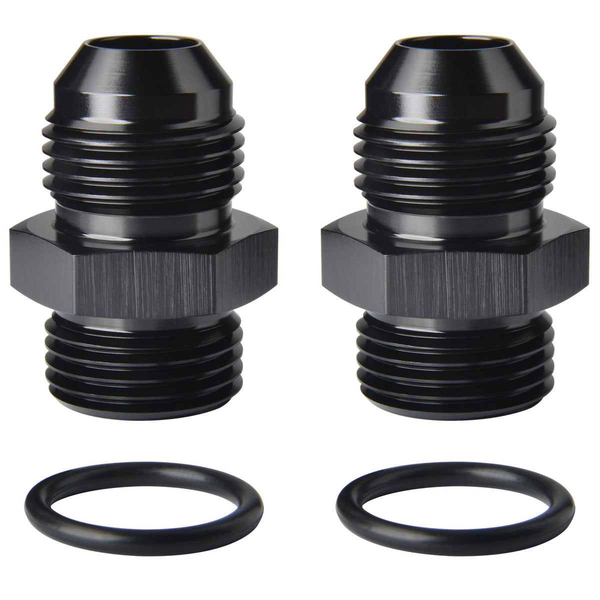 8AN Male Flare to 8AN ORB O (8AN to 8AN ORB / Black - 2PCS)